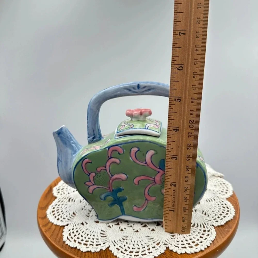 Ben Rickert‎ Hand Painted Pink Blue Green Porcelain Teapot